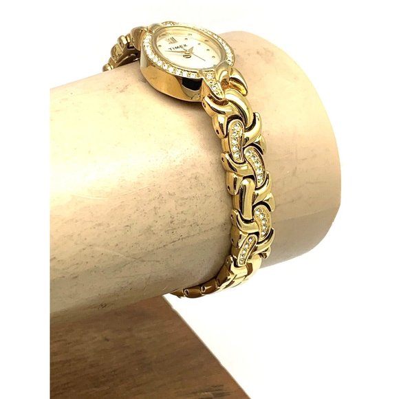 Timex Women's Watch TW2T49900 Oval Petite 19mm Quartz Mother of Pearl Gold Steel - Picture 11 of 13